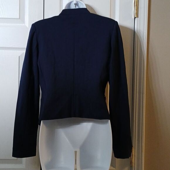 Mario Serrani Italy open front navy blue blazer with pockets lined blazer Sz 6 - Picture 4 of 5